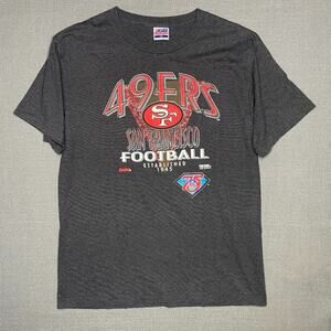 VTG Trench 90s NFL San Francisco 49ers 75th Anniver Single Stitch Tshirt Men XL